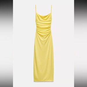 Zara DRAPED OPEN BACK DRESS Yellow